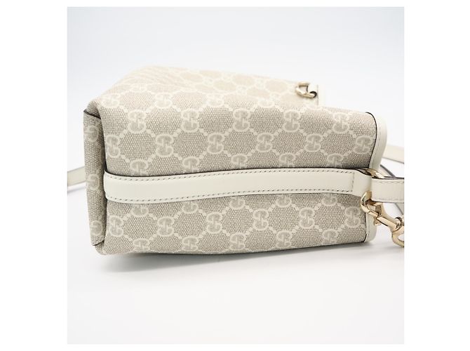 Borsa Secchiello Piccola Gucci GG Emblem Bianco Beige - vista 9