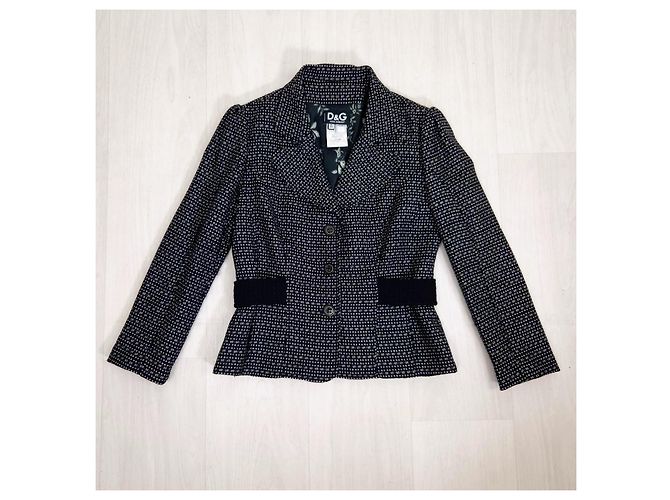 Dolce & Gabbana Schwarz Melierte Schurwolljacke - Ansicht 5