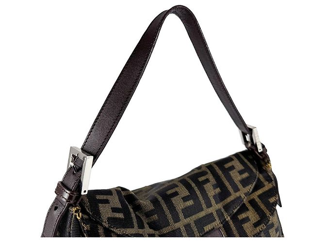 Borsa Fendi Zucca marrone in pelle e nylon - vista 10