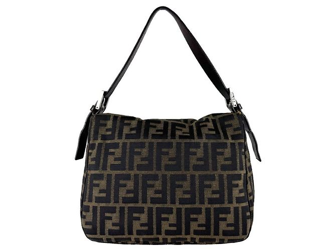 Borsa Fendi Zucca marrone in pelle e nylon - vista 3