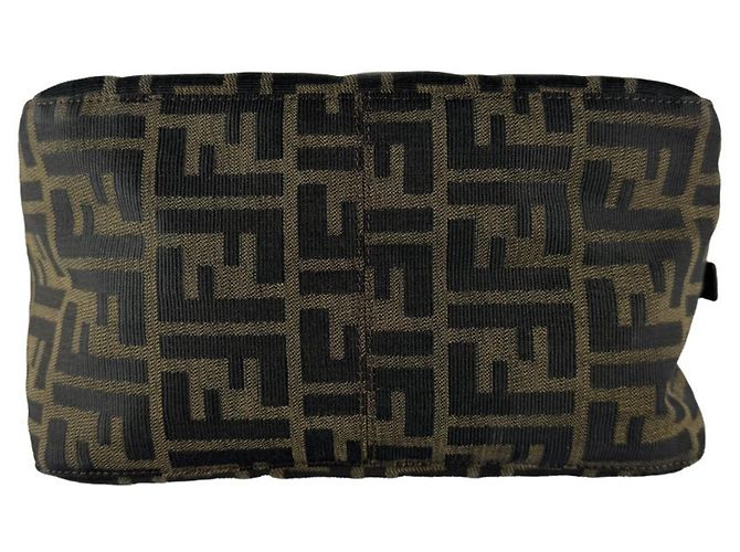 Borsa Fendi Zucca marrone in pelle e nylon - vista 4