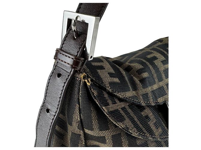 Borsa Fendi Zucca marrone in pelle e nylon - vista 6