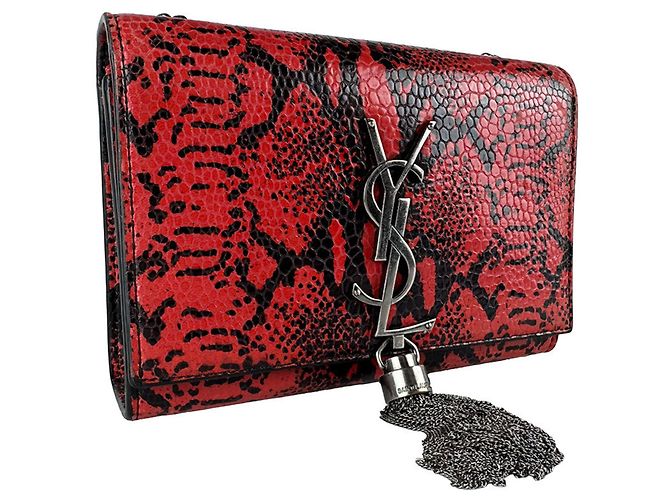 Borsa a tracolla mini Saint Laurent Kate Nero Rosso - vista 11