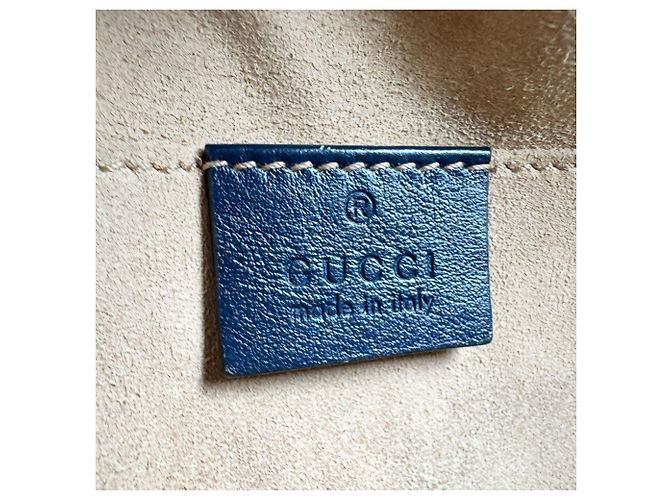 Borsa a tracolla Gucci GG Marmont Crudo Blu navy - vista 12