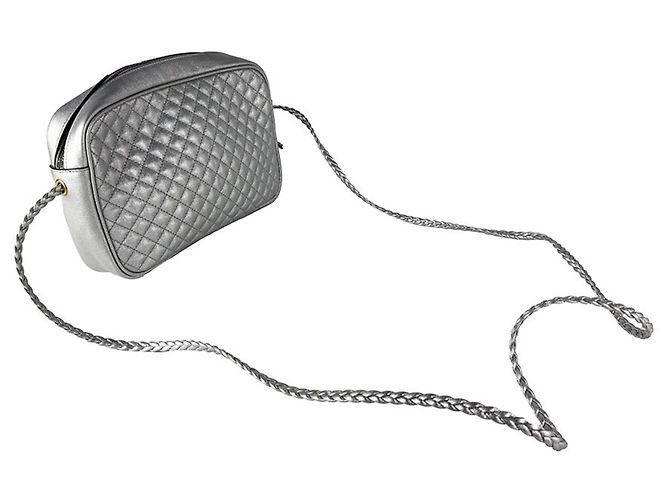Borsa a tracolla Gucci in pelle argento - vista 10