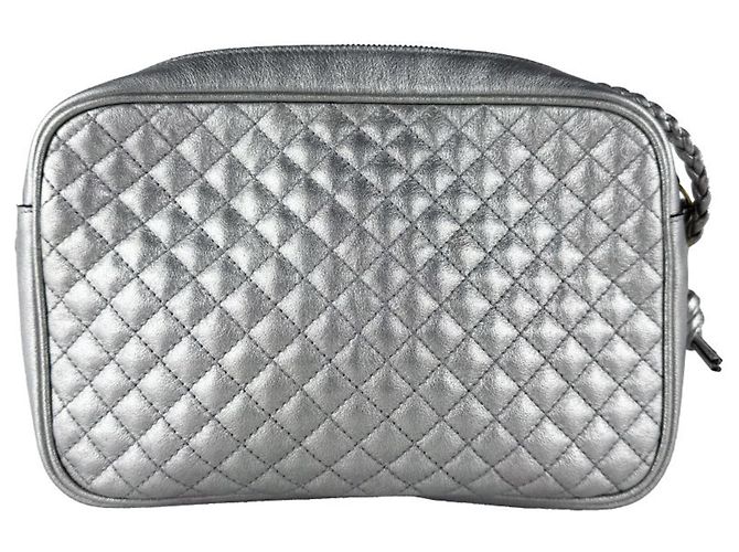 Borsa a tracolla Gucci in pelle argento - vista 3