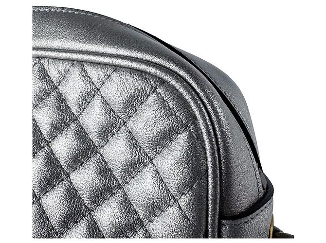 Borsa a tracolla Gucci in pelle argento - vista 6
