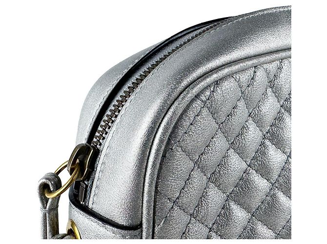 Borsa a tracolla Gucci in pelle argento - vista 7