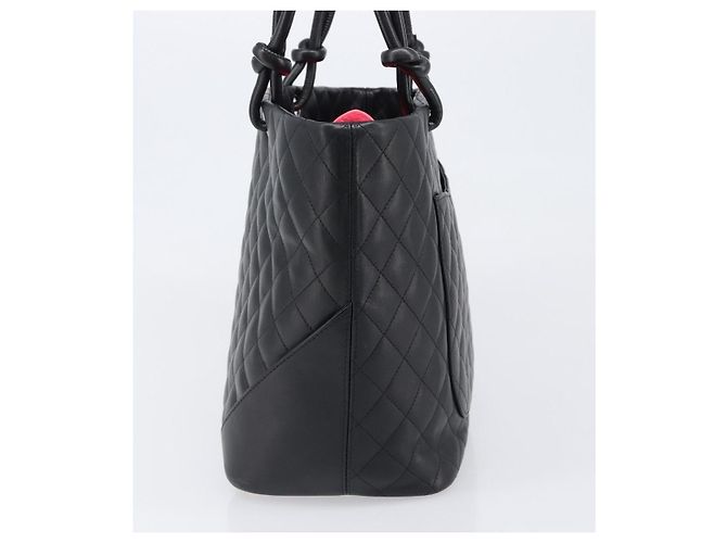 Chanel Cambon Tote aus gestepptem Leder Large Schwarz - Ansicht 3