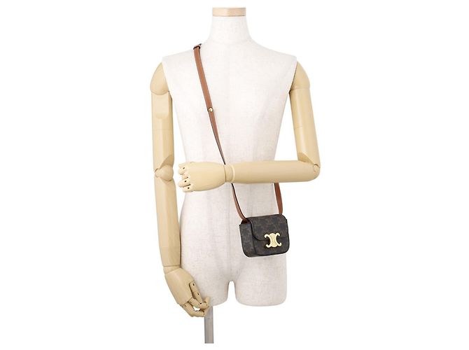 Céline Borsa a tracolla Mini Claude in pelle Celine Triomphe - vista 4