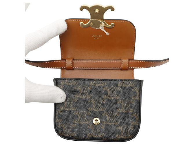 Céline Borsa a tracolla Mini Claude in pelle Celine Triomphe - vista 5