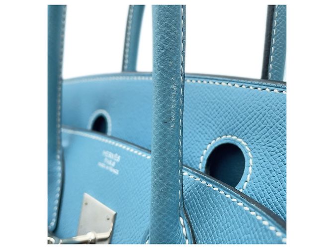 Hermès Borsa Hermes Birkin 30 Blue Jean in pelle Epsom - vista 11