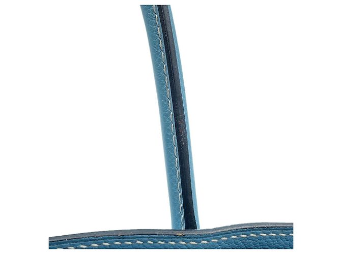 Hermès Borsa Hermes Birkin 30 Blue Jean in pelle Epsom - vista 12