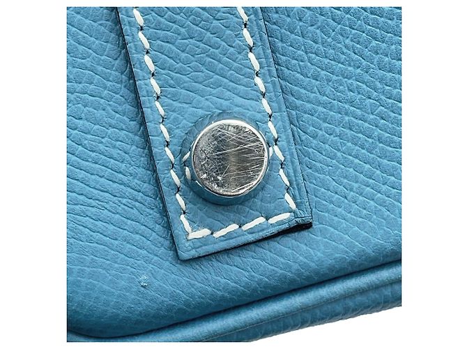 Hermès Borsa Hermes Birkin 30 Blue Jean in pelle Epsom - vista 14