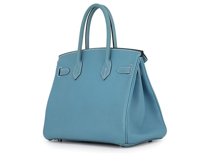 Hermès Borsa Hermes Birkin 30 Blue Jean in pelle Epsom - vista 2