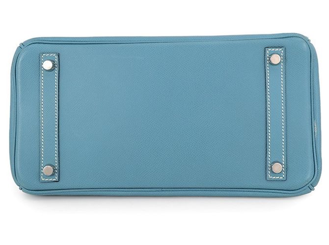 Hermès Borsa Hermes Birkin 30 Blue Jean in pelle Epsom - vista 3