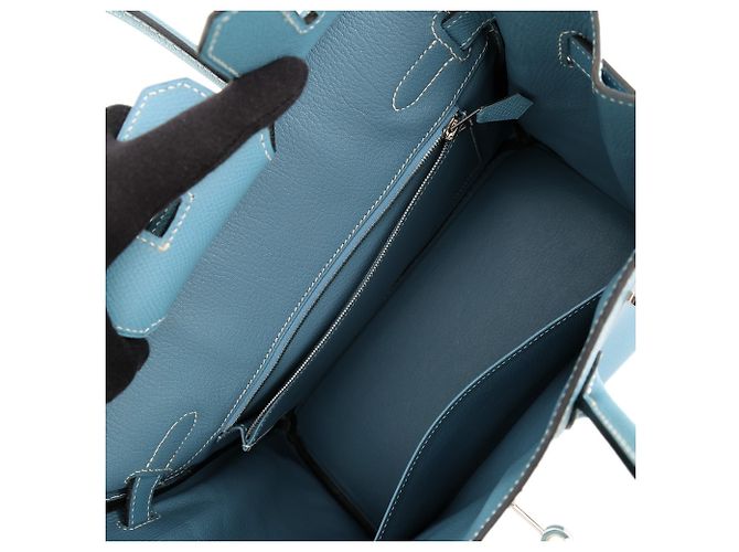 Hermès Borsa Hermes Birkin 30 Blue Jean in pelle Epsom - vista 5