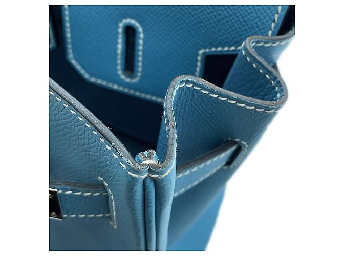 Hermès Borsa Hermes Birkin 30 Blue Jean in pelle Epsom - vista 7