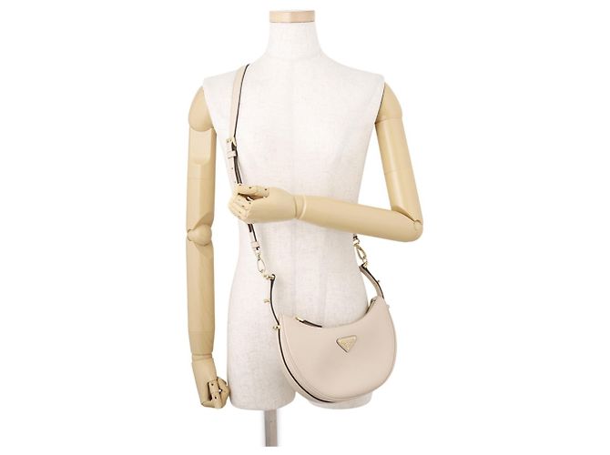 Borsa a tracolla in pelle Prada Arche Small Beige - vista 5