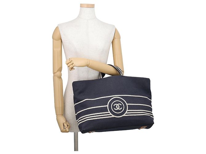 Chanel Denim Tote Bag Marineblau - Ansicht 4