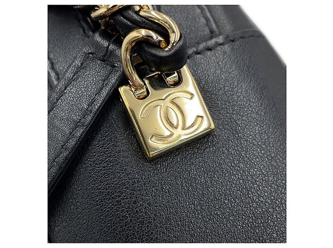 Borsa a tracolla Chanel in pelle d'agnello nera Nero - vista 12