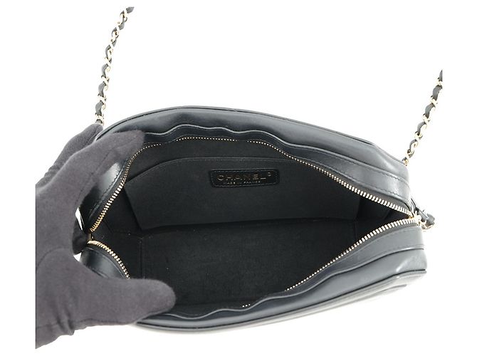 Borsa a tracolla Chanel in pelle d'agnello nera Nero - vista 5