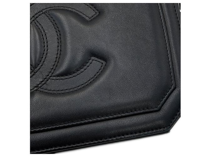 Borsa a tracolla Chanel in pelle d'agnello nera Nero - vista 6