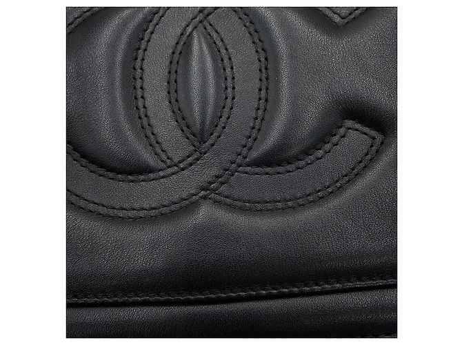 Borsa a tracolla Chanel in pelle d'agnello nera Nero - vista 7