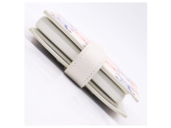 Céline Celine Triomphe Canvas Medium Strap Wallet White Red Blue - view 11