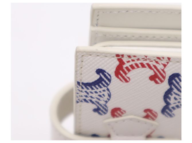 Céline Celine Triomphe Canvas Medium Strap Wallet White Red Blue - view 7