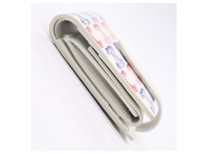 Céline Celine Triomphe Canvas Medium Strap Wallet White Red Blue - view 8
