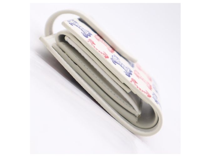 Céline Celine Triomphe Canvas Medium Strap Wallet White Red Blue - view 9
