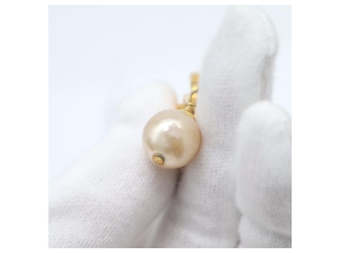 Chanel Coco Mark Clip-Ohrringe mit Kunstperlen Golden - vue 8