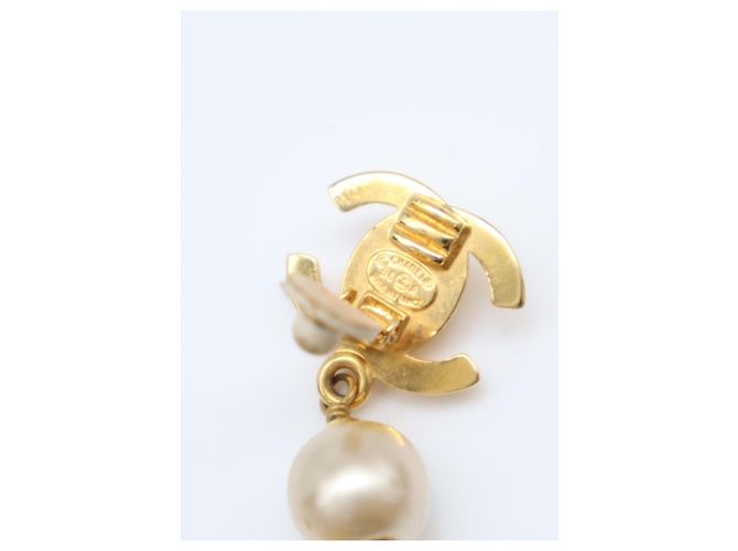 Chanel Coco Mark Clip-Ohrringe mit Kunstperlen Golden - vue 9