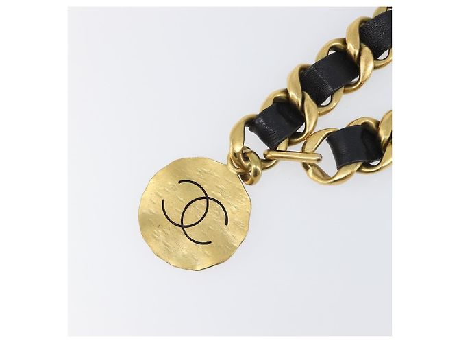 Cintura a catena vintage Chanel in metallo e pelle Nero - vista 4