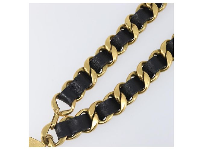 Cintura a catena vintage Chanel in metallo e pelle Nero - vista 5