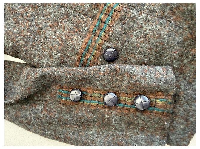 Chanel Tweed-Kostüm Grau und Braun Dunkelgrün - Ansicht 2