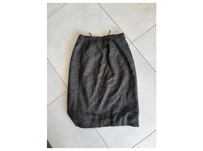 Chanel Tweed-Kostüm Grau und Braun Dunkelgrün - Ansicht 8