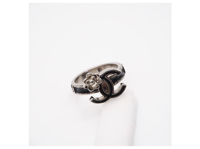 CHANEL Camélia Coco Mark Ring Schwarz Silber - Ansicht 4