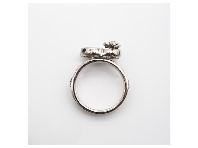 CHANEL Camélia Coco Mark Ring Schwarz Silber - Ansicht 5