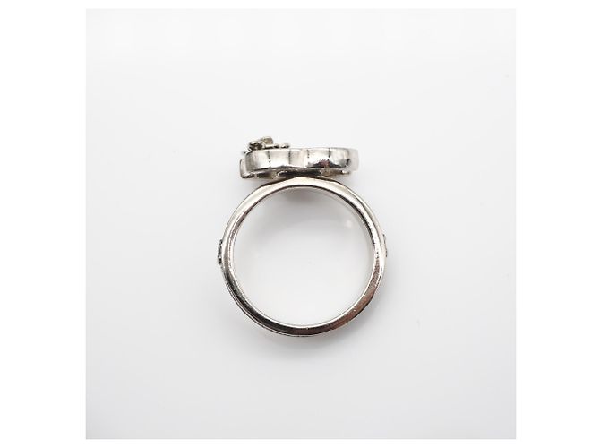 CHANEL Camélia Coco Mark Ring Schwarz Silber - Ansicht 6