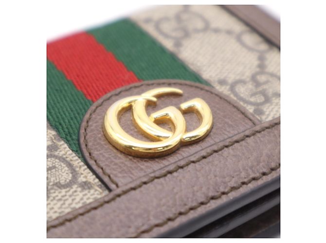 Portafoglio bi-fold Gucci Ophidia Marrone Multicolore Beige - vista 11