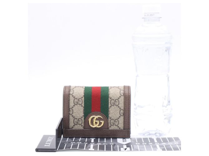Portafoglio bi-fold Gucci Ophidia Marrone Multicolore Beige - vista 3