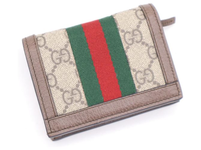 Portafoglio bi-fold Gucci Ophidia Marrone Multicolore Beige - vista 4