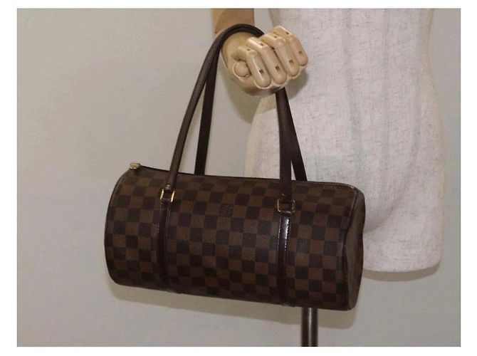 Louis Vuitton Papillon Borsa Cilindrica Damier Ebene Marrone - vista 2