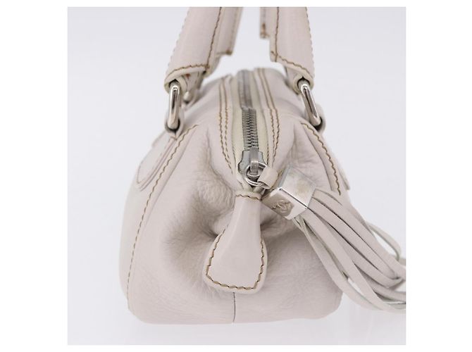 Chanel Lax Tassel Pebbled Leather Medium Weiß - Ansicht 4