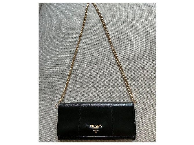 Cartera Prada Saffiano Negra con Cadena Negro - vista 2