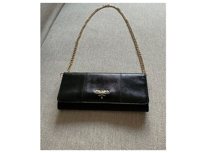 Cartera Prada Saffiano Negra con Cadena Negro - vista 4