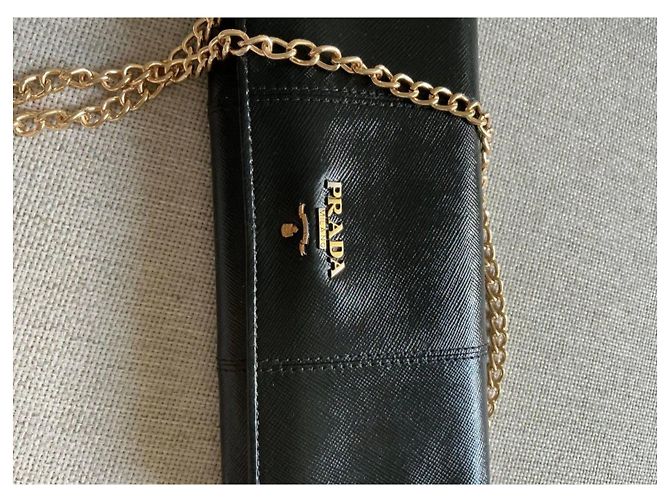 Cartera Prada Saffiano Negra con Cadena Negro - vista 7