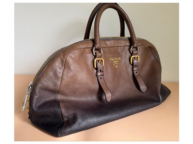Prada Borsa Bowling Ombre Glacé Marrone - vista 10